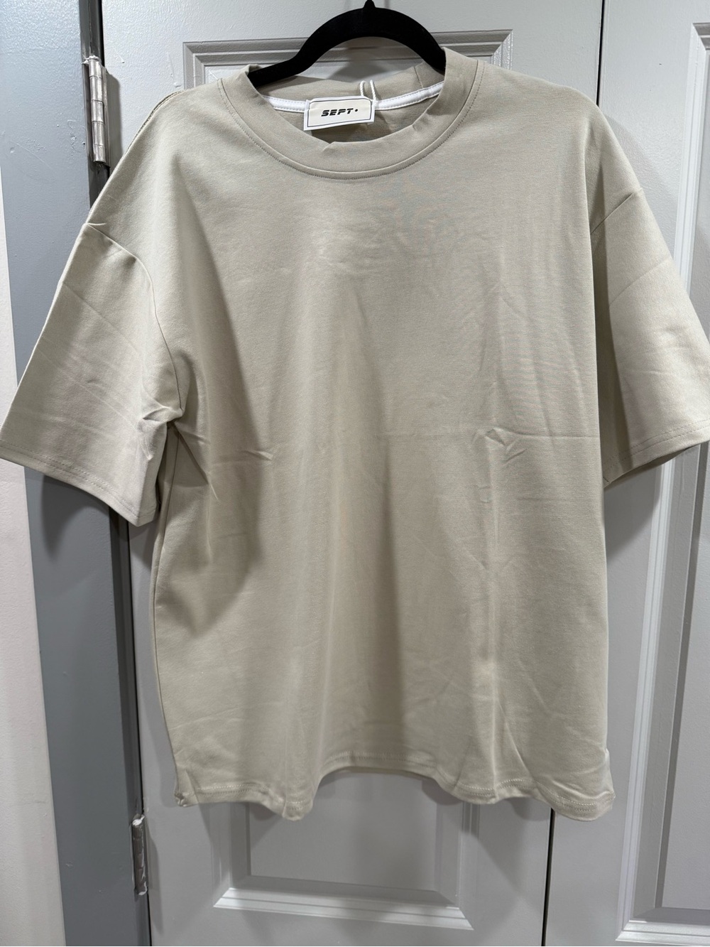 400 Gram 100% Cotton  Men's Relaxed Crewneck T-Shirt in Light Beige